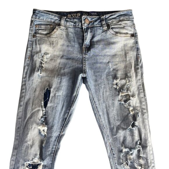V.I.P Jeans Girls Distressed Denim Slim Fit Size 14 Ripped Five Pocket Style - Picture 12 of 16